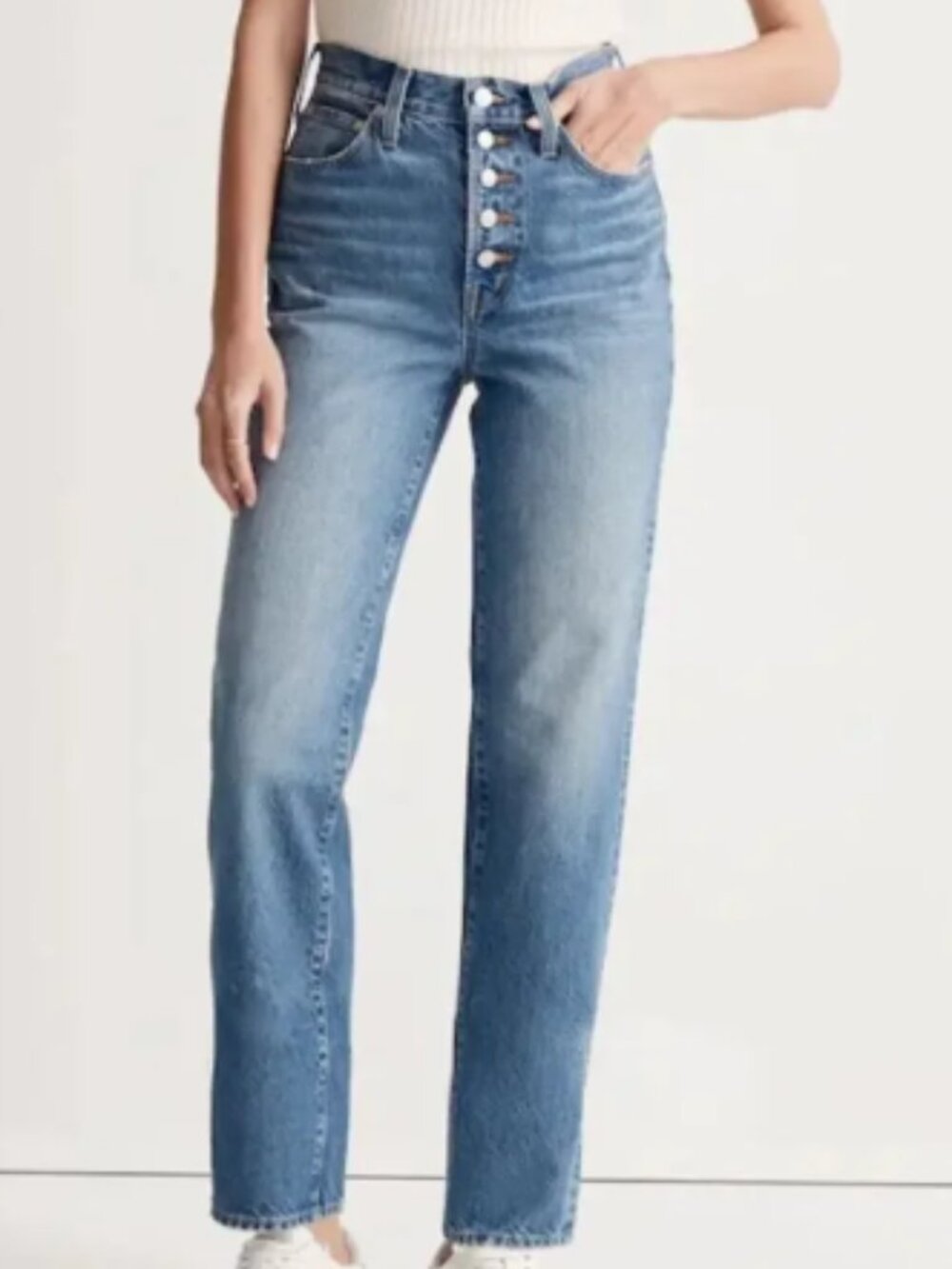 Madewell The Perfect Vintage Straight Denim Jean Button Front Edition Women’s 26